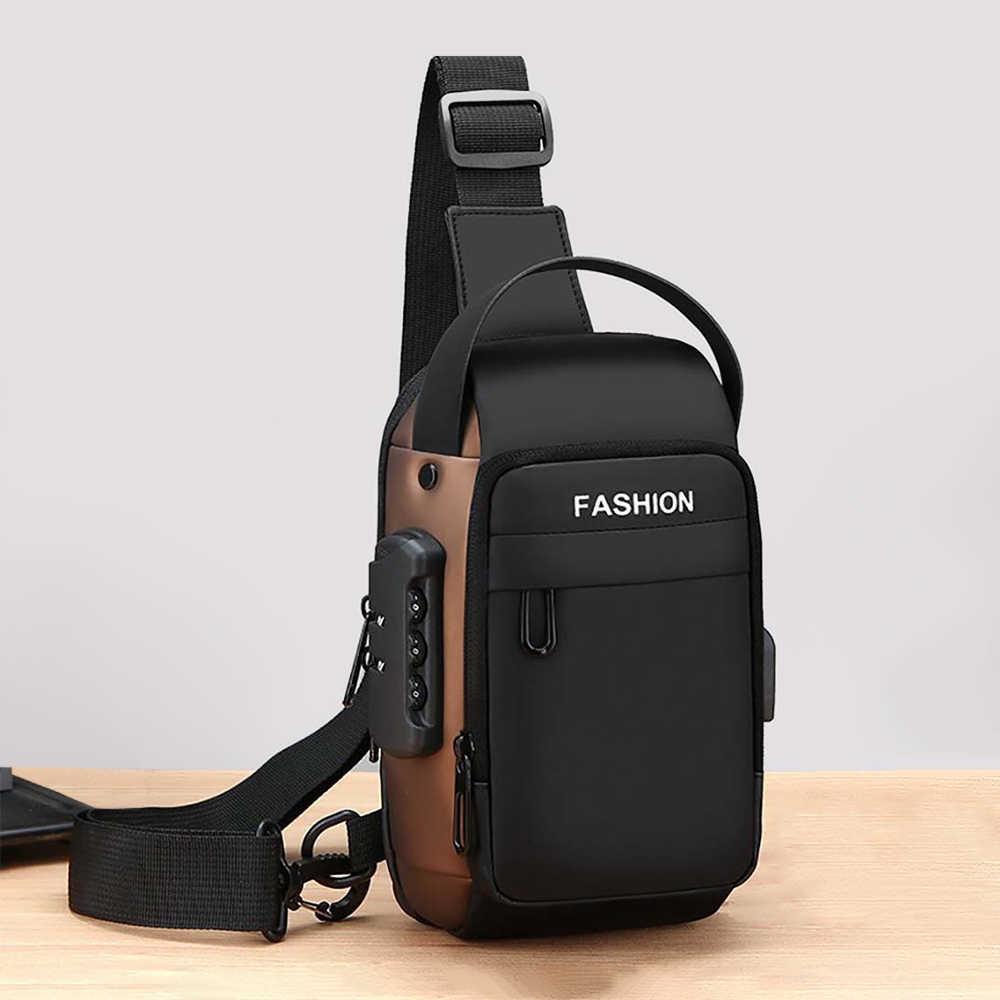 Sling Backpack Shoulder - 남성용 크로스바디 슬링 백팩, USB 충전