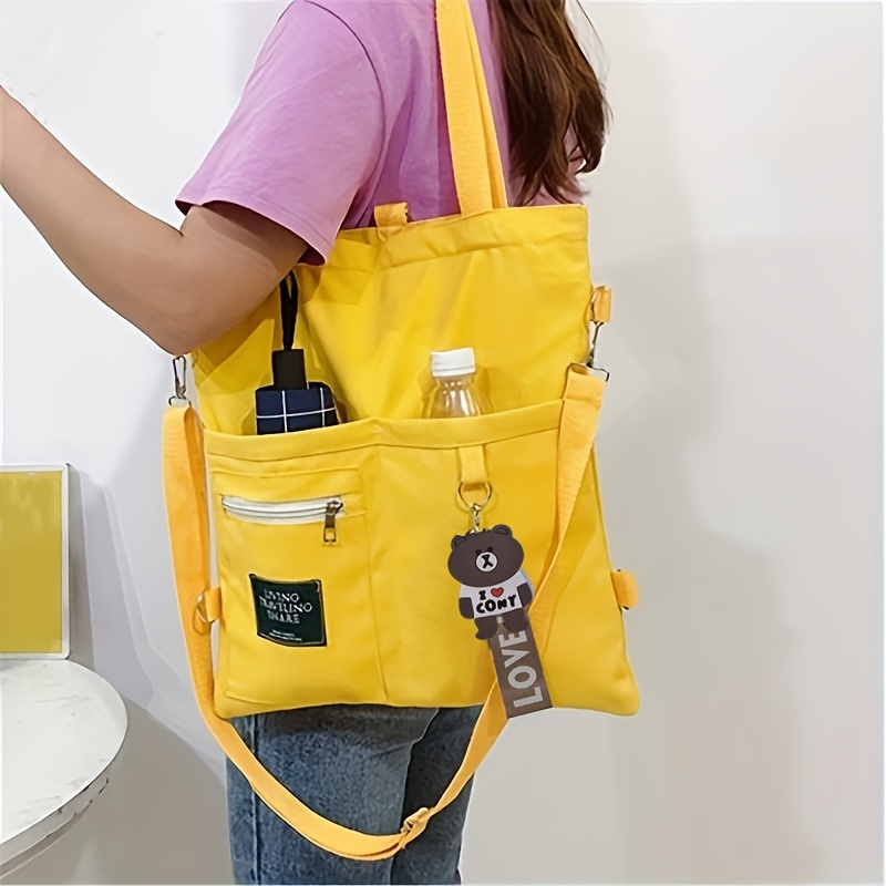 Canvas Backpack Casual - 캔버스 숄더백, 여성 패션 레터 패치
