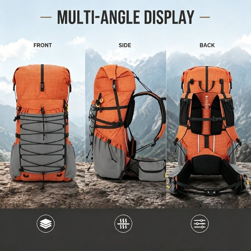 Rain Cover Backpack - 70L 경량 내부 프레임 하이킹 배낭