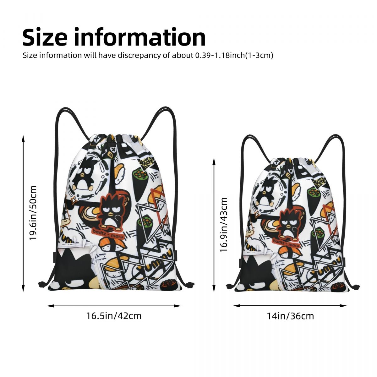 귀여운 만화 펭귄 배드 배츠 마루스 드로스트링 백 축구 - Drawstring Gym Bag 리뷰 및 가격