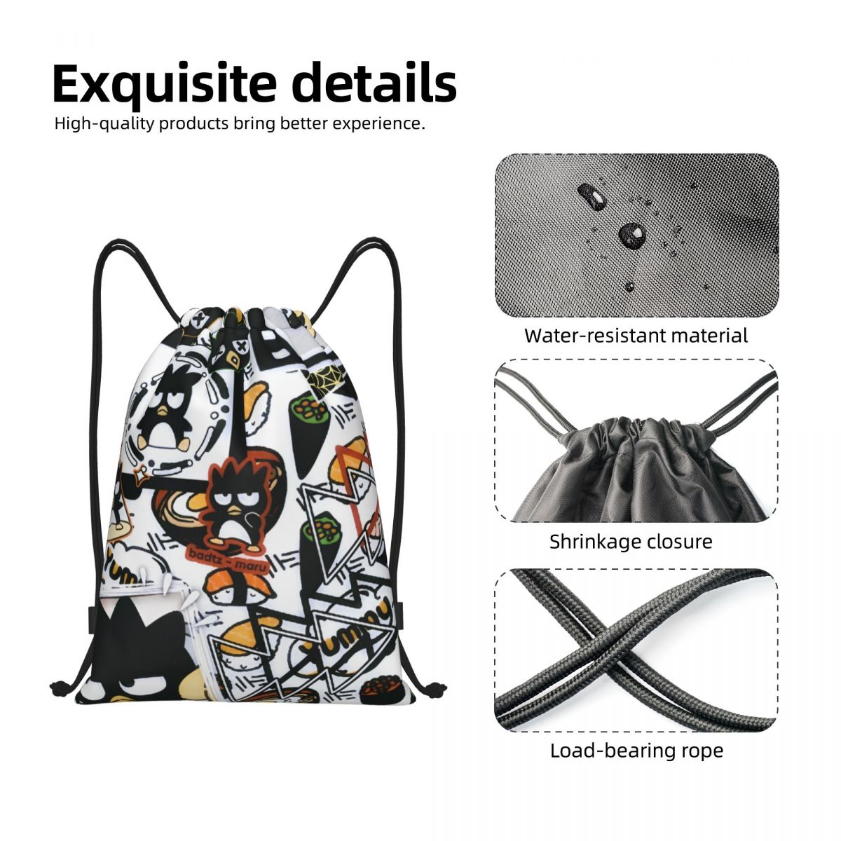 귀여운 만화 펭귄 배드 배츠 마루스 드로스트링 백 축구 - Drawstring Gym Bag 리뷰 및 가격