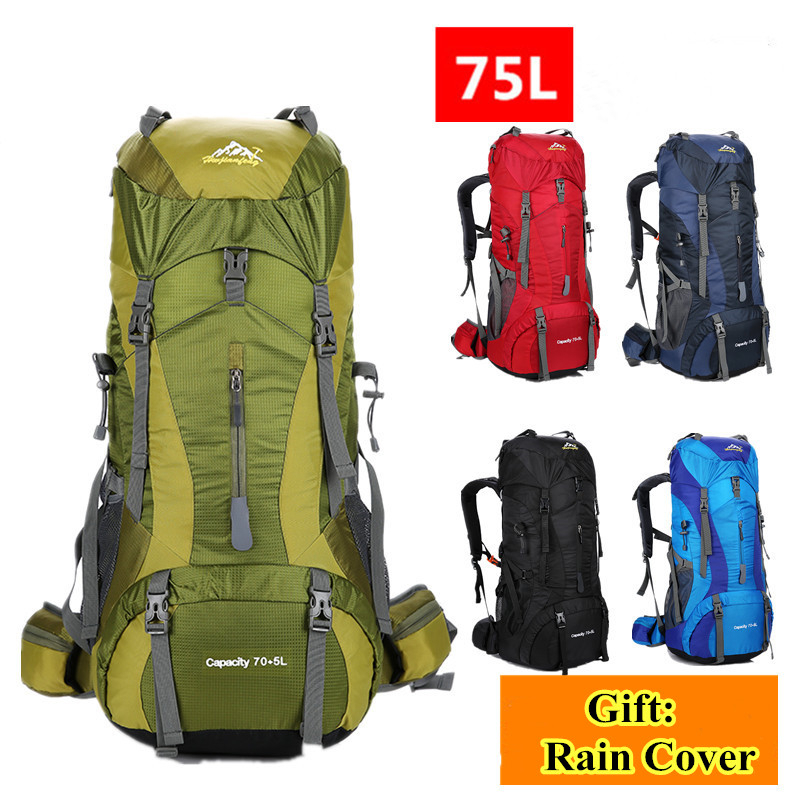 75L 남자 여자 야외 하이킹 여행 배낭 대용량 방수  - Rain Cover Backpack 리뷰 및 가격