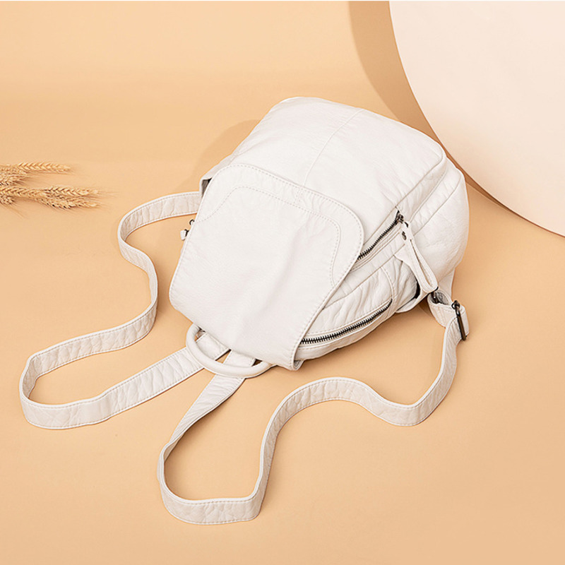 여성용 배낭 화이트 워싱 가죽 배낭, 십대 소녀용 소형 - Fashion Backpack Women 리뷰 및 가격