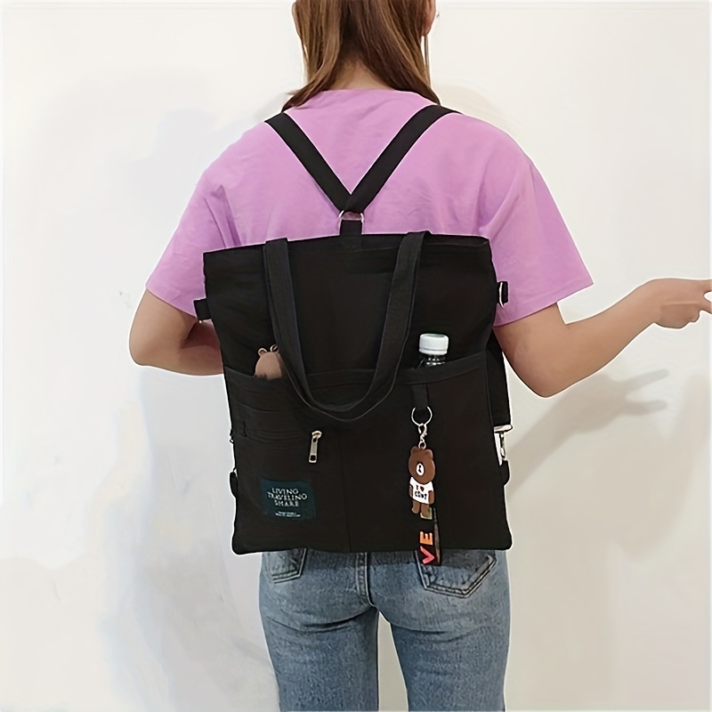 캔버스 숄더백, 여성 패션 레터 패치 장식 핸드백, 다 - Canvas Backpack Casual 리뷰 및 가격