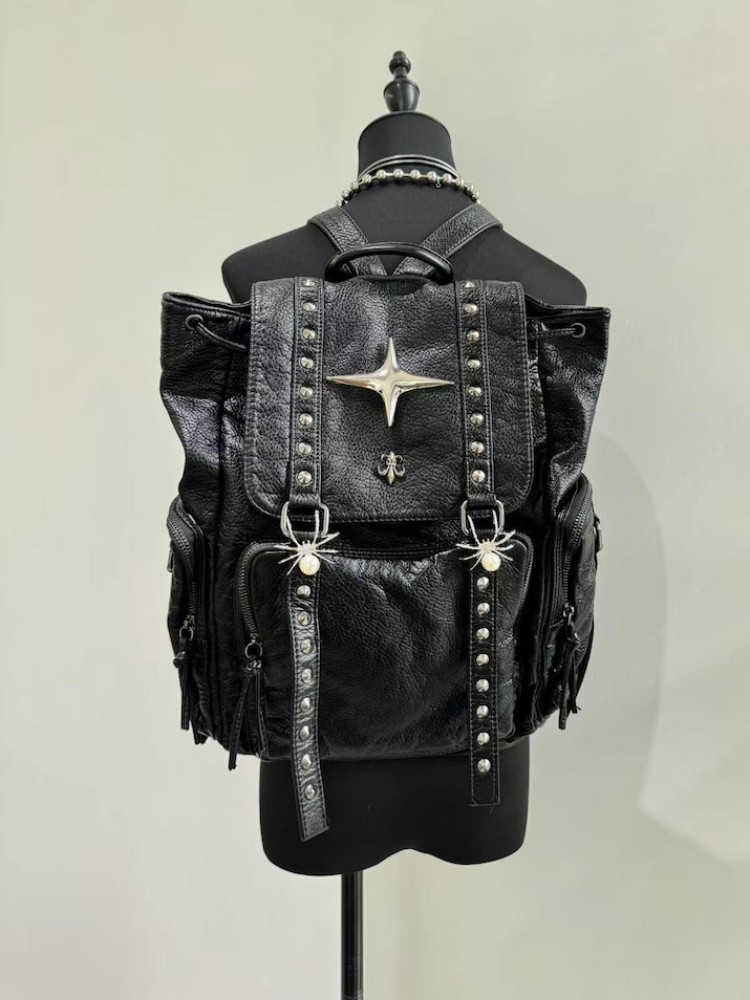 고딕 펑크 PU 가죽 숄더 백 리벳 Y2K 배낭 여성용 - Leather Backpack Vintage 리뷰 및 가격