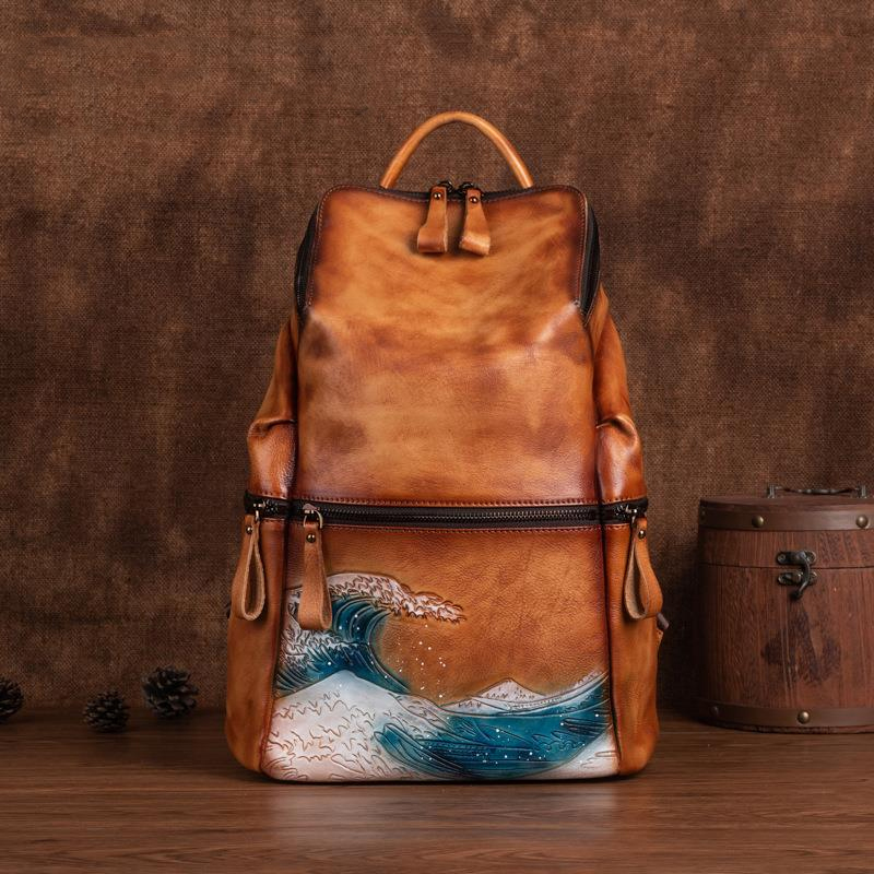 진짜 진짜 부드러운 가죽 여성 배낭, 대용량 야외 여행 - Leather Backpack Vintage 리뷰 및 가격