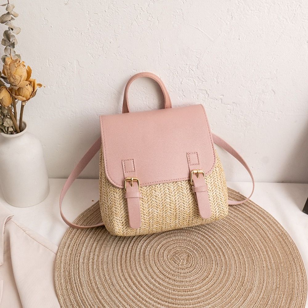 패션 PU 가죽 밀짚 백팩 레트로 디자인 빈티지 스타일 - Leather Backpack Vintage 리뷰 및 가격